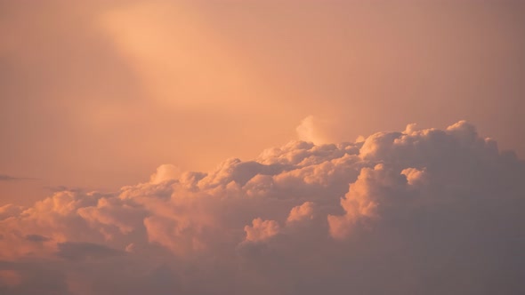 Colorful Evening Landscape with Soft Pastel Coloured Cloudscape on Watercolor Tinted Sunset Sky