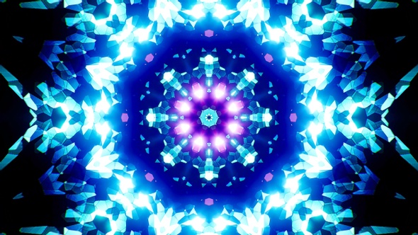 Blinking Stained Glass Neon Kaleidoscope Loop 4K 04