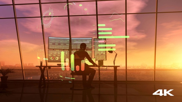 Timelapse Shot Of A Trader Working From Dawn To Dusk 4K alt
