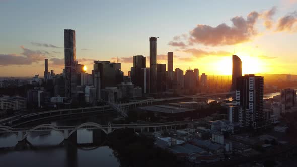 Brisbane City Sunrise Drone UHD