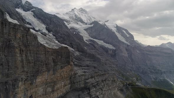 Aerial of Eiger Glacier and Jungfrau Bernese Alps, Switzerland