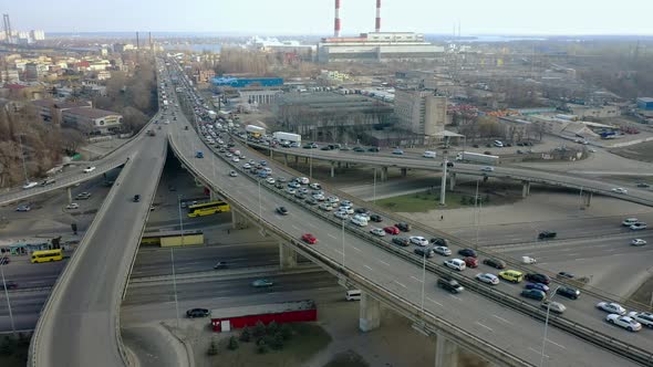 Highway Traffic Jam Due to Accident Top View