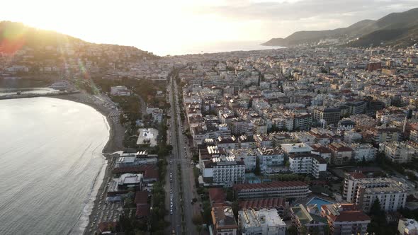 Aerial View Alanya Turkey  Resort Town Seashore