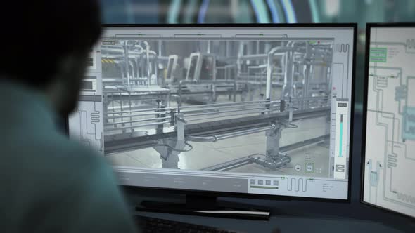 Modern software is supervising the production process at the industrial facility