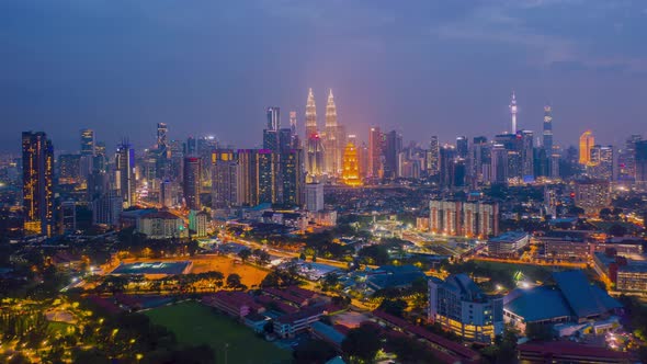 aerial view hyperlapse 4k video of Kuala Lumpur city