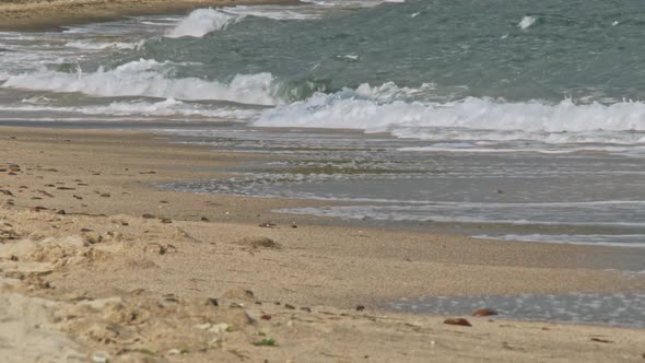 Wave of the Sea on the Sand Beach