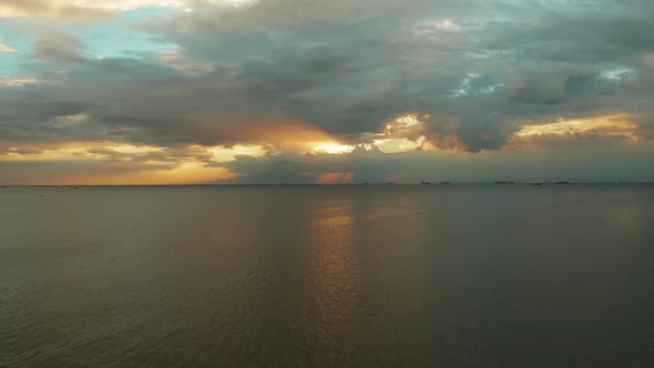 Sunset Over the Sea in Manila Bay