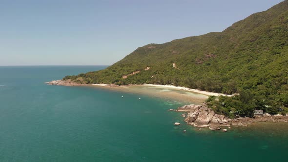 Aerial view of a beach and hillside in Ko Pha-ngan District Surat Thani Thailand