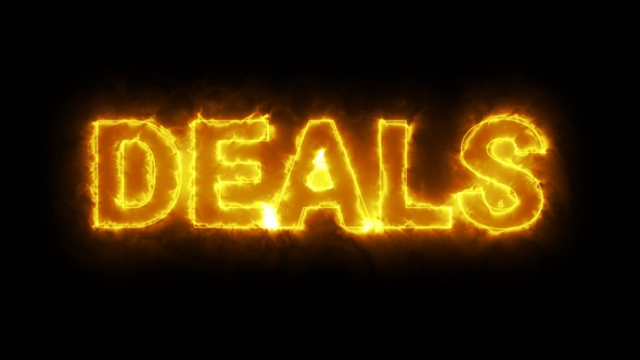 Burning Deals Text Overlay With Fire Flame