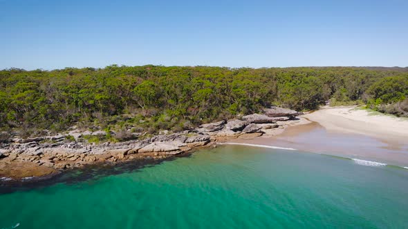 Jervis Bay in Australia Scenic Rocky Shore and Clear Ocean Water