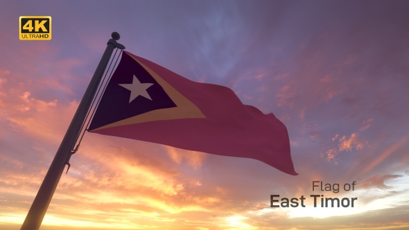 East Timor Flag on a Flagpole V3 - 4K