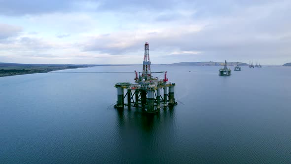 Oil and Gas Drilling Rig in Scotland Awaiting Deployment to the North Sea