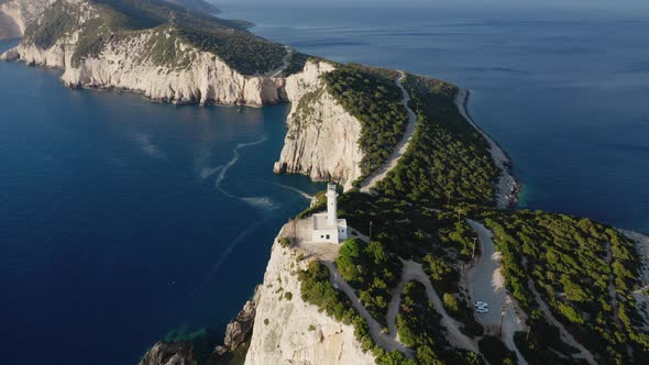 Cape of Ducato, famous lighthouse of Greek island Lefkada.