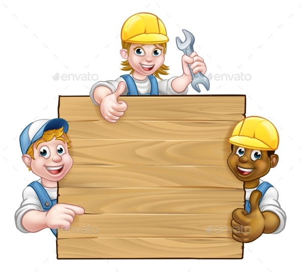 Handyman Workers Background Sign