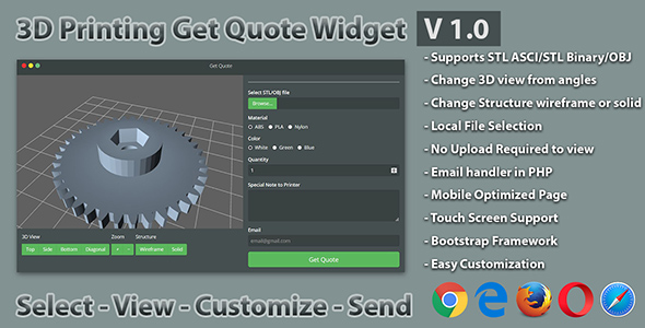 3D Printing Get Quote Widget STL/OBJ Support