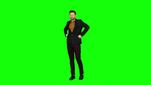 Aggressive Man, He Is Angry at All and Can Not Be Stopped. Green Screen