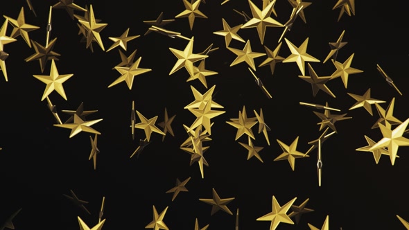 Endless Rain of Gold Stars on a Dark Background