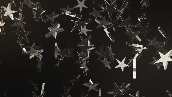 Endless Rain of Silver Stars on a Dark Background