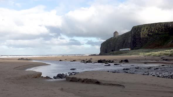 Cliffs and Train at Downhill Beach in County Londonderry in Northern Ireland