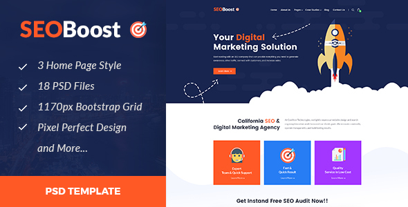 SEOBoost - SEO & Digital Marketing Agency PSD Template