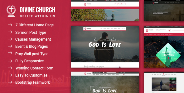 Divine Church - Church HTML Template with Events, Donations & Sermons