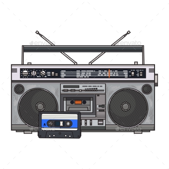 Audio Tape Recorder, Ghetto Boom Box and Audiotape