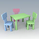 Vray Ready Children Plastic Chair with Table - 3DOcean Item for Sale