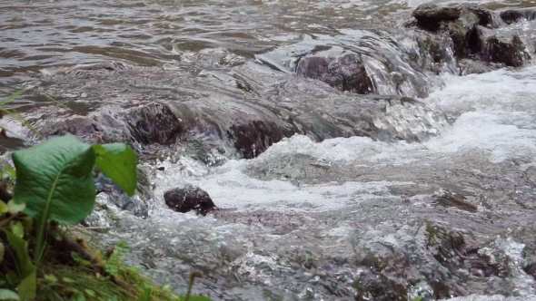 Waterfall  Through Big Rocks