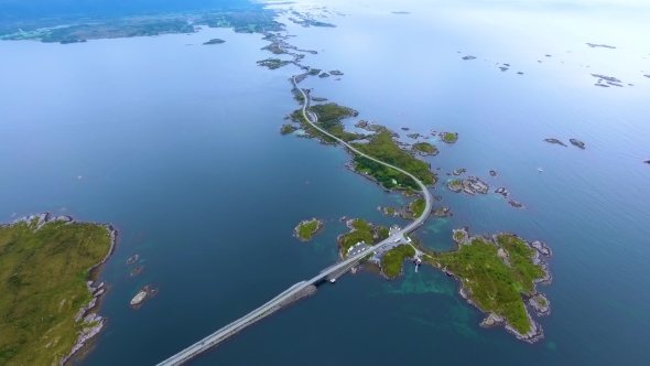 Atlantic Ocean Road Aerial Footage Norway