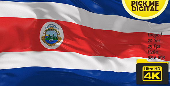 Costa Rica Flag 4K