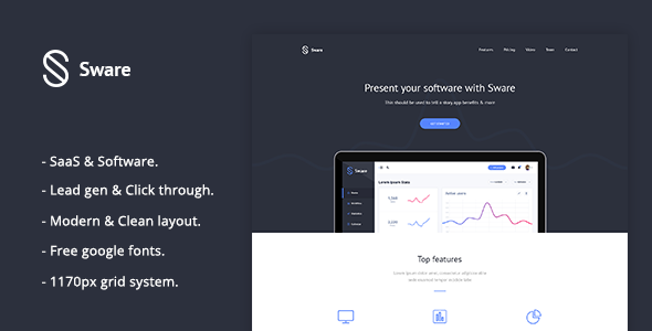 Sware - SaaS & Software Landing PSD Template