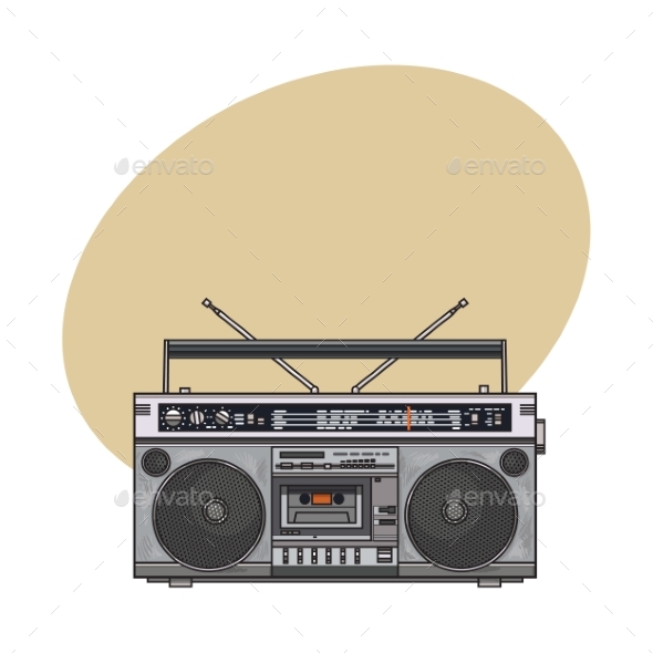 Retro Style Audio Tape Recorder Ghetto Boom Box
