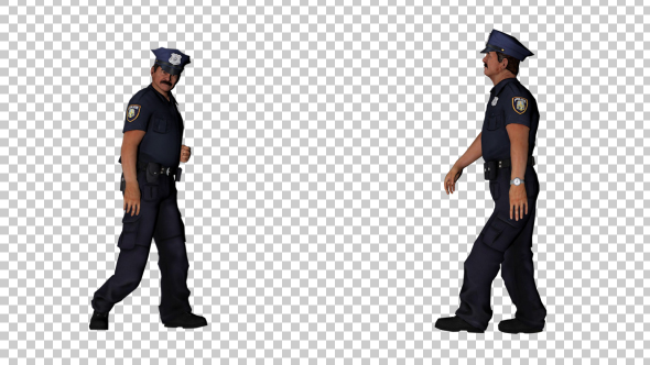 Male Police Officer Walking - 2 Scene alt