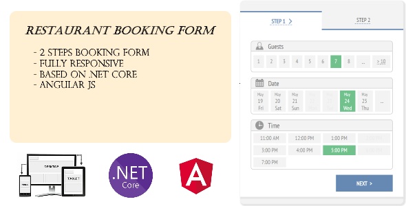 Responsive Restaurant Booking Form with .Net Core and Angular JS