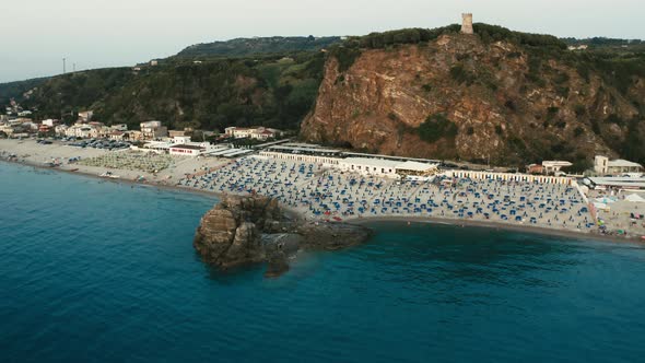 City of Palmi with sea in Summer in Calabria