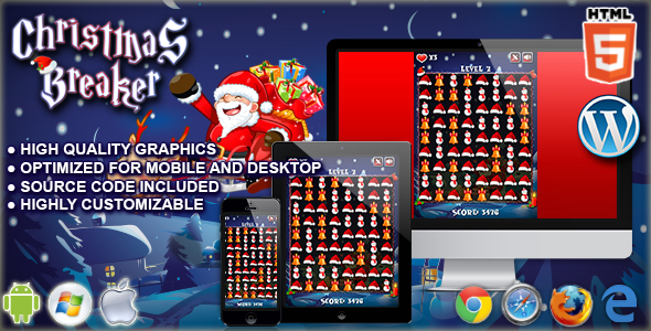 Christmas Breaker - HTML5 Match 3 Game