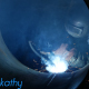 Welder Inside A Big Pipe Welding The Seam To Create One Continuous Section Of Pipe - VideoHive Item for Sale
