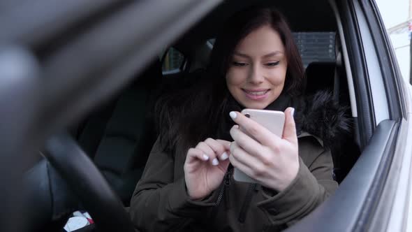 Online Video Chat By Woman While Sitting in Car