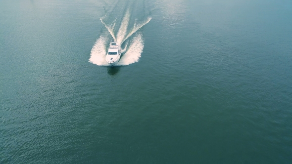 Aerial View of Yacht Floating in the Sea
