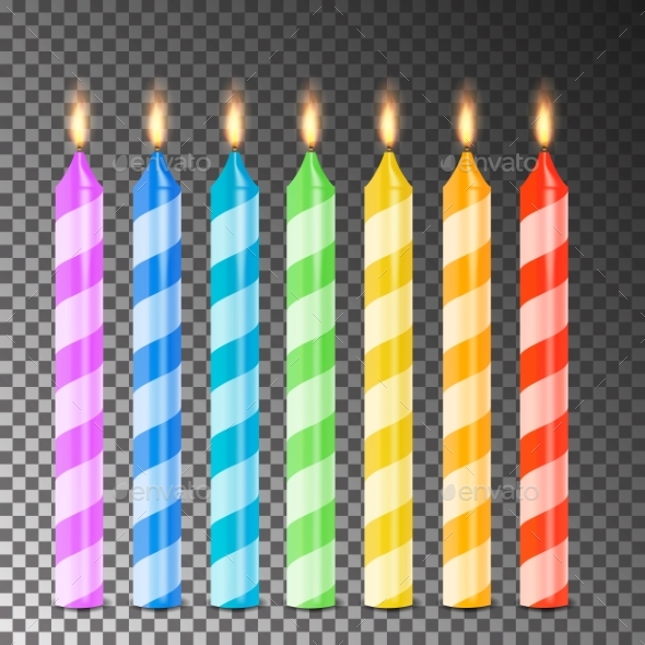 Burning 3D Realistic Candles Vector