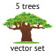 Green oak trees vector illustrations set - GraphicRiver Item for Sale