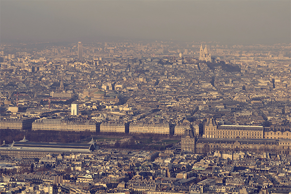 Paris, France - Aerial view of the Louvre