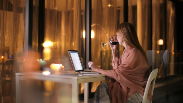 The Journalist Smokes and Writes a New Article on the Terrace of Restaurant