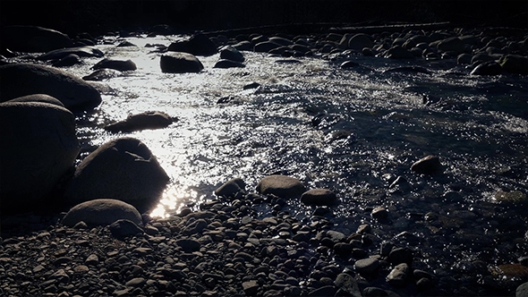 Dramatic Mountain River In The Sun