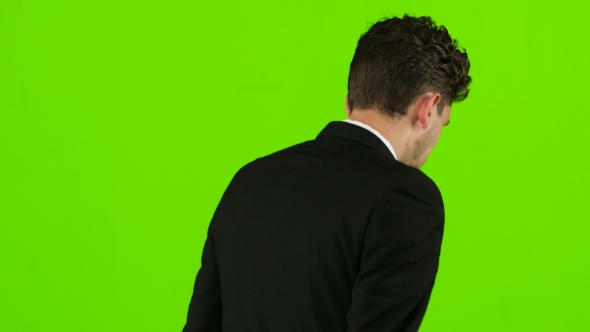 Man Goes To Work, Understands That He Is Late and Begins To Run. Green Screen