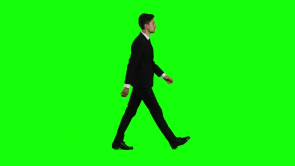 Man Goes To a Business Meeting, Thinks About Money and Profits. Green Screen