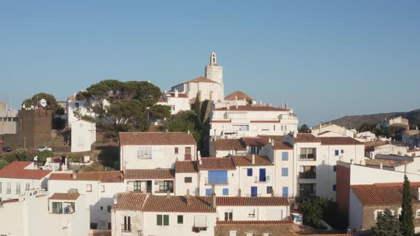 Aerial View of St. Mary Church in Cadaques Town