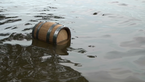 a Barrel of Wood Floating on the Waves in the Sea