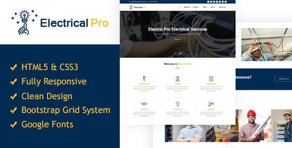 ElectricalPro - Responsive HTML5 Electrical Service Template