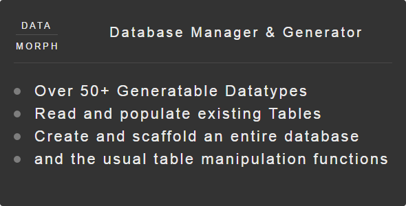 DataMorph Database Manager and Generator